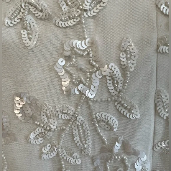 Adrianna Papell Off-Shoulder Sequin Beaded Floral Dress 3/4 Bell Sleeves NWT - Picture 8 of 16